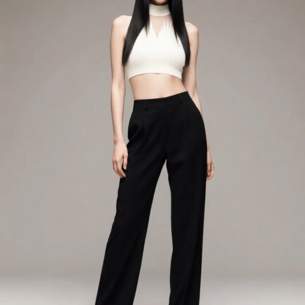 Mei wearing the Cut Out Mesh Knit Tank – Black Market