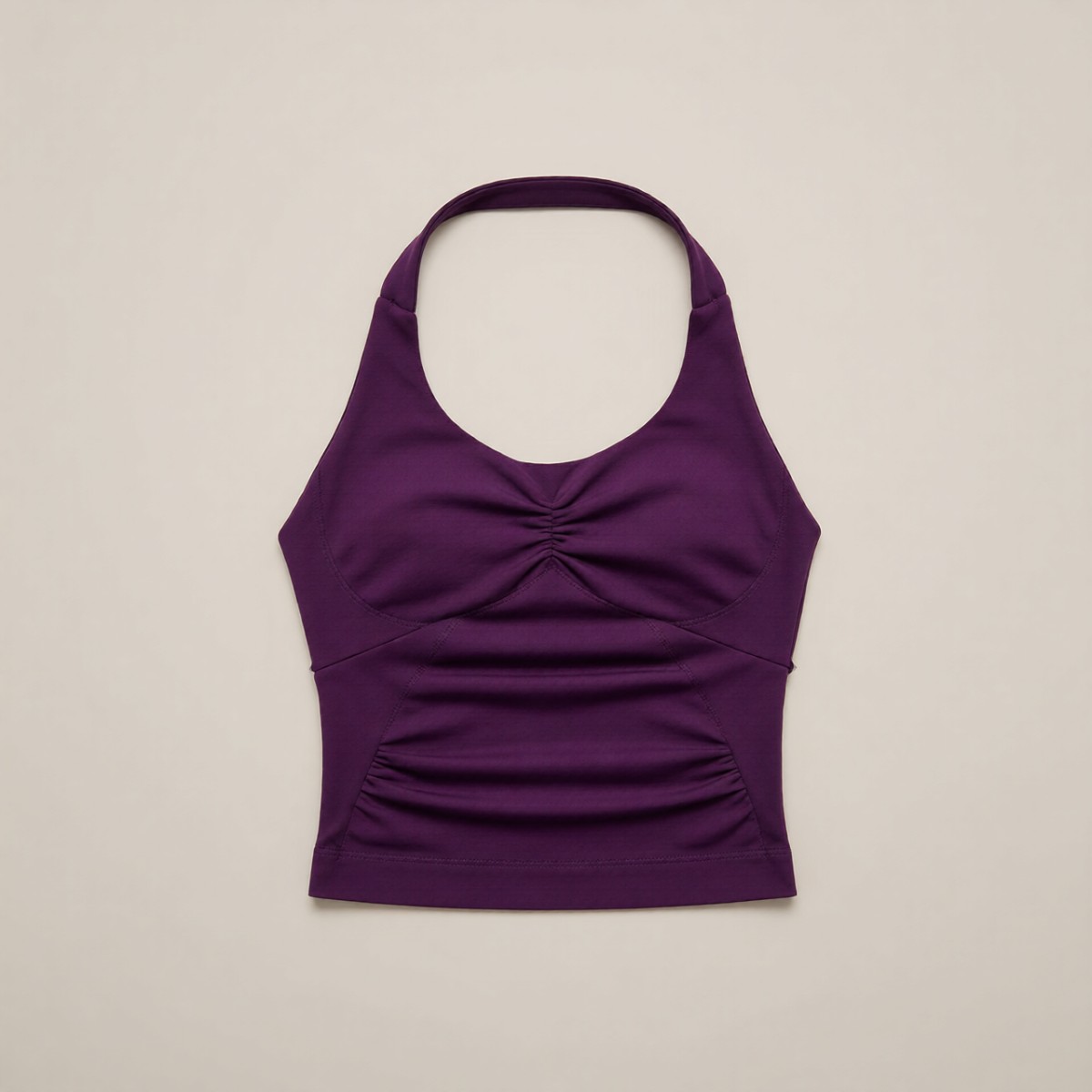 Ruched Halter Seamless Sports Top front view – Black Market