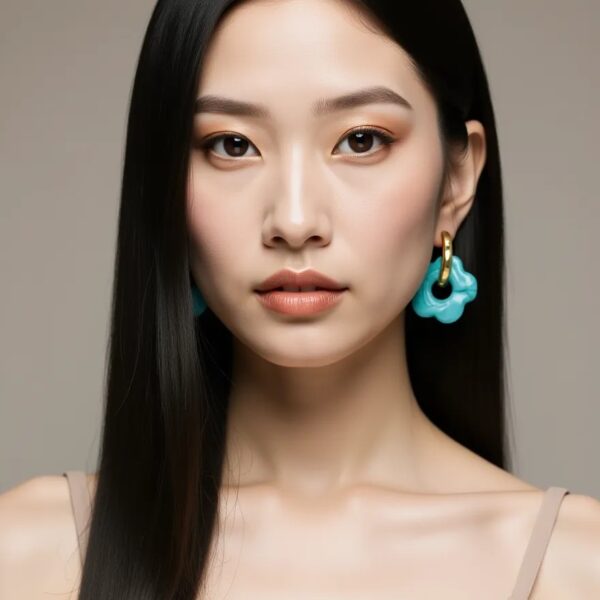 Flower Charm Hoops worn by Mei