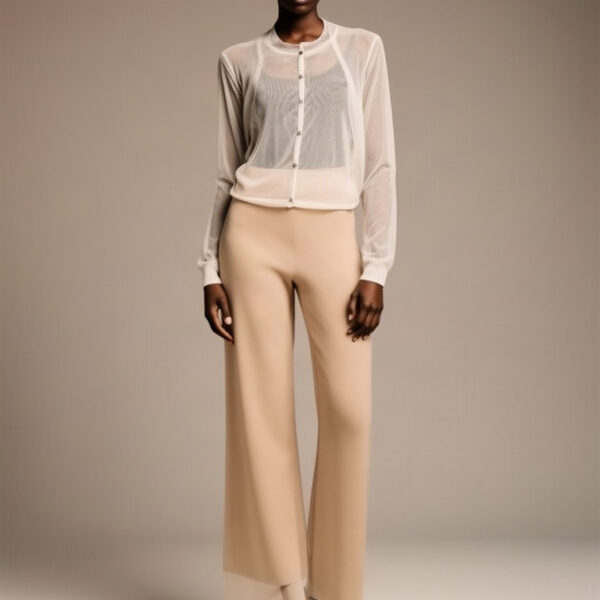 Mesh Ballet Cardigan worn by house model Nia