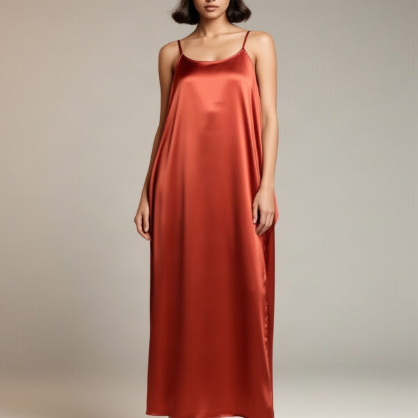 Satin Batwing Maxi worn by house model Lani