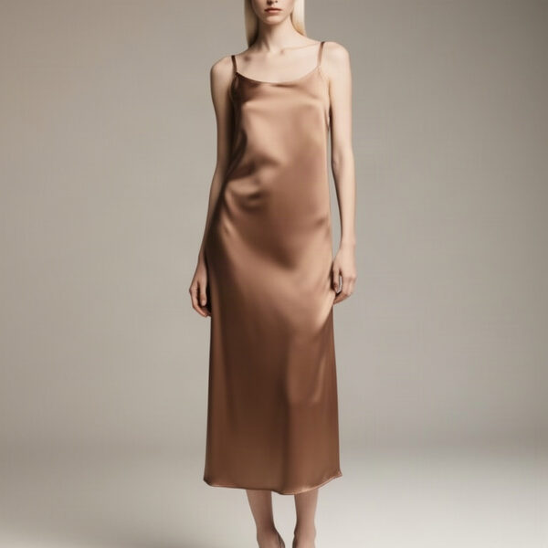 Satin Slip Midi worn by house model Freya