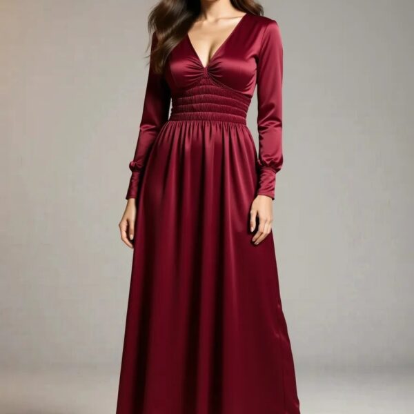 Satin Smocked Maxi worn by Lani