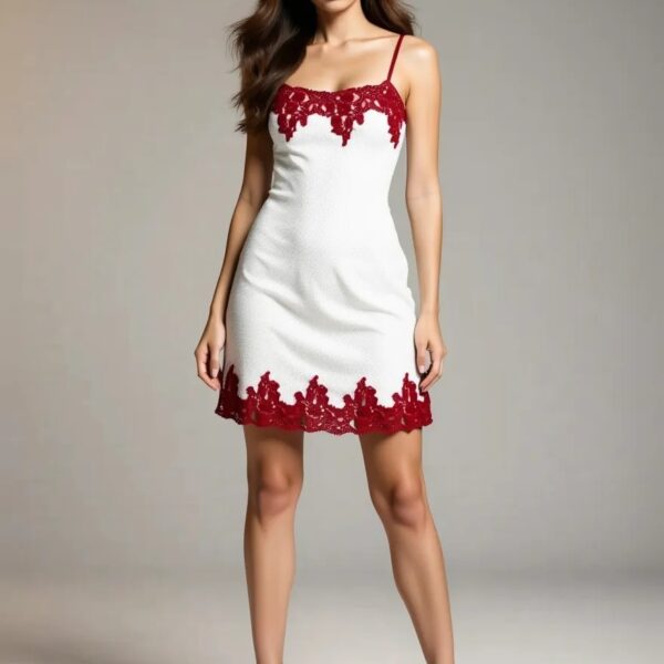 White Sequin Slip worn by Lani